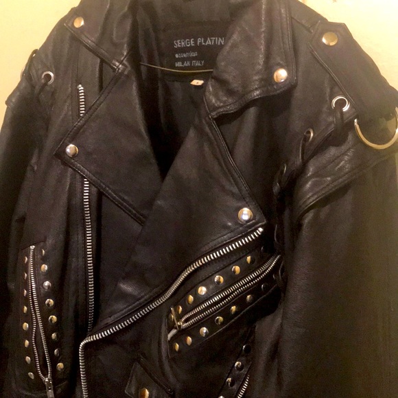 RARE Serge Platini Leather Motorcycle Jacket - Picture 4 of 6